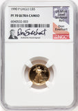 1990 P $5 Gold 1/10oz Eagle Proof NGC PF70 Ultra Cameo Don Everhart Hand Signed